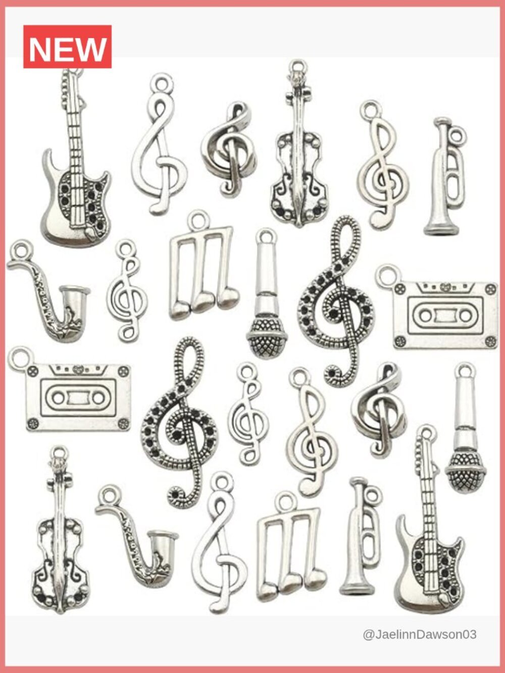 100g Music Charm Mix for DIY Jewelry Making - Guitar Microphone Charms